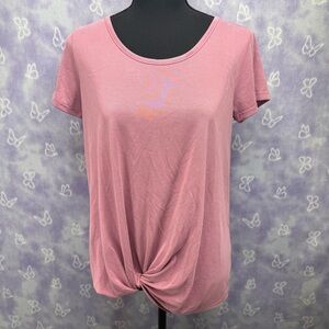 Pink Rose Women's Short Sleeve Gathered Knot Twist Top NWT Size M